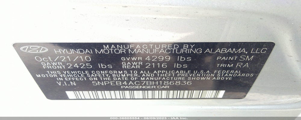 5NPEB4AC7BH186836 2011 HYUNDAI SONATA photo no. 9