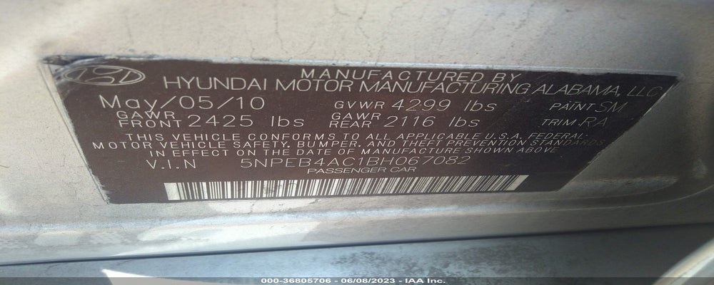 5NPEB4AC1BH067082 2011 HYUNDAI SONATA photo no. 9