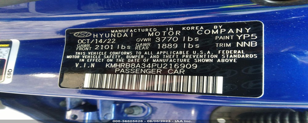 KMHRB8A34PU216909 2023 HYUNDAI VENUE photo no. 9
