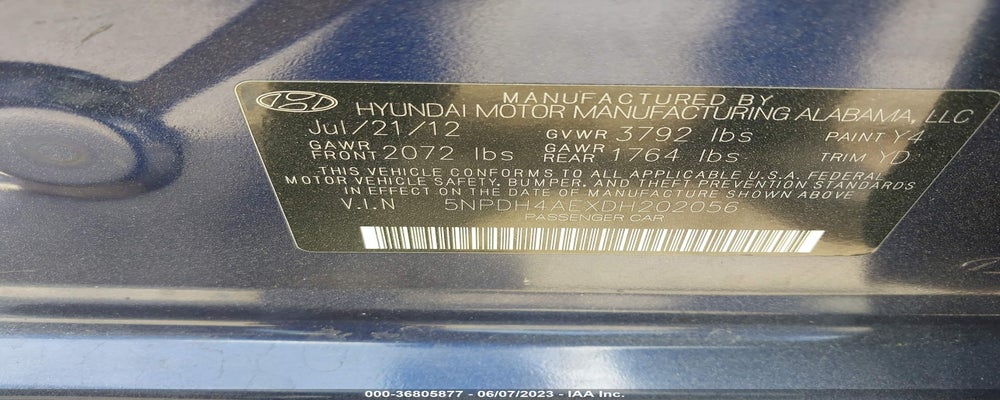 5NPDH4AEXDH202056 2013 HYUNDAI ELANTRA photo no. 9