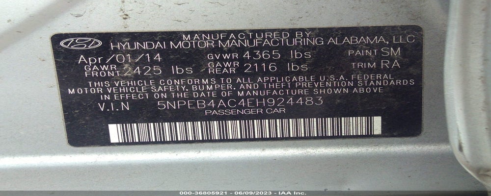 5NPEB4AC4EH924483 2014 HYUNDAI SONATA photo no. 9