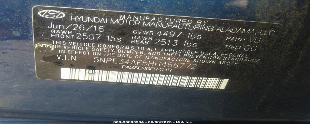 5NPE34AF5HH466772 2017 HYUNDAI SONATA photo no. 9