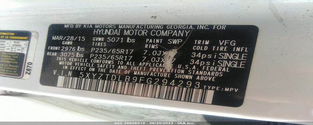 5XYZTDLB9FG294293 2015 HYUNDAI SANTA FE SPORT photo no. 9