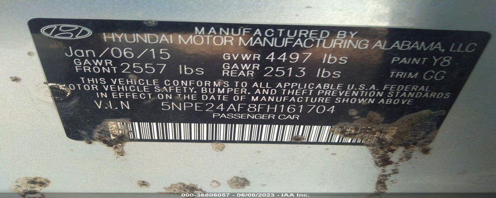 5NPE24AF8FH161704 2015 HYUNDAI SONATA photo no. 9