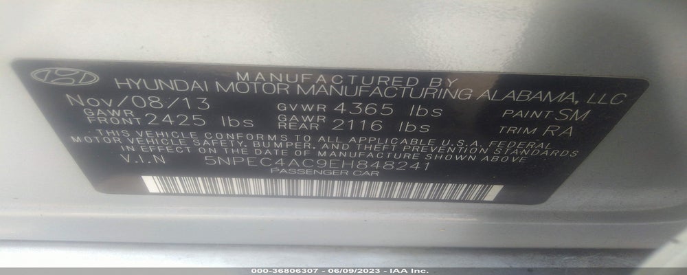 5NPEC4AC9EH848241 2014 HYUNDAI SONATA photo no. 9