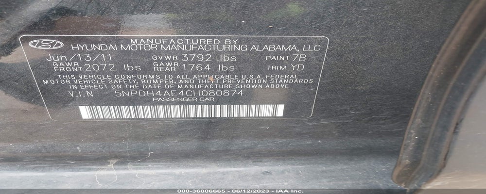 5NPDH4AE4CH080874 2012 HYUNDAI ELANTRA photo no. 9