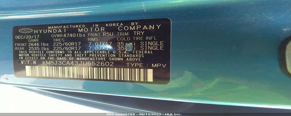 KM8J3CA43JU652602 2018 HYUNDAI TUCSON photo no. 9