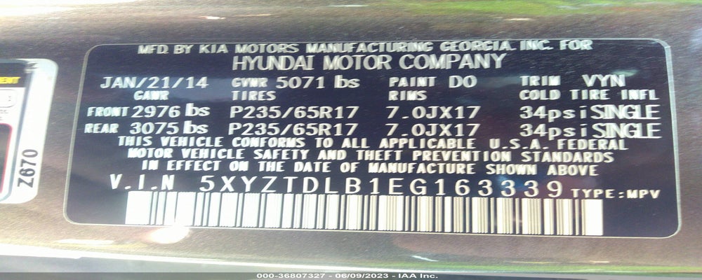5XYZTDLB1EG163339 2014 HYUNDAI SANTA FE SPORT photo no. 9
