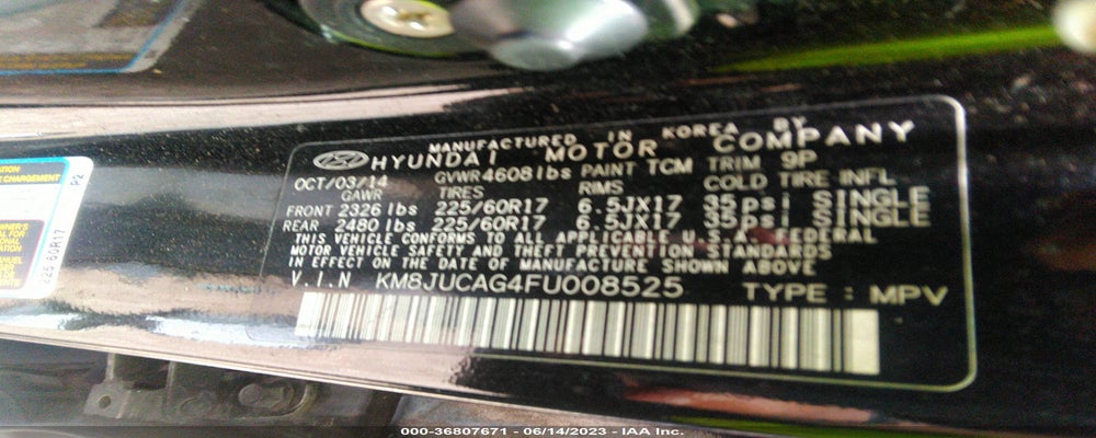 KM8JUCAG4FU008525 2015 HYUNDAI TUCSON photo no. 9