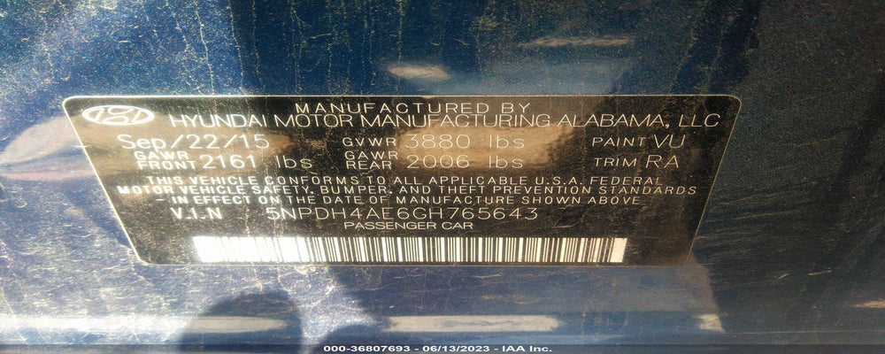 5NPDH4AE6GH765643 2016 HYUNDAI ELANTRA photo no. 9