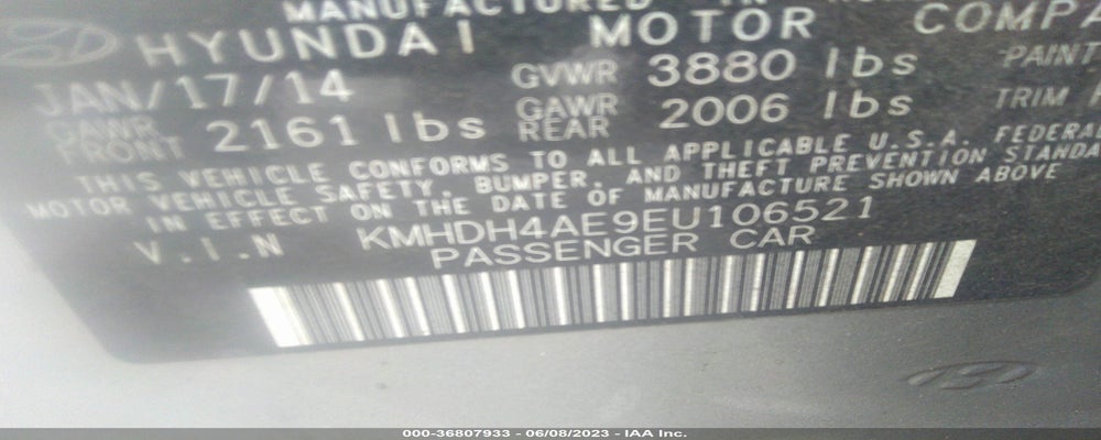 KMHDH4AE9EU106521 2014 HYUNDAI ELANTRA photo no. 9