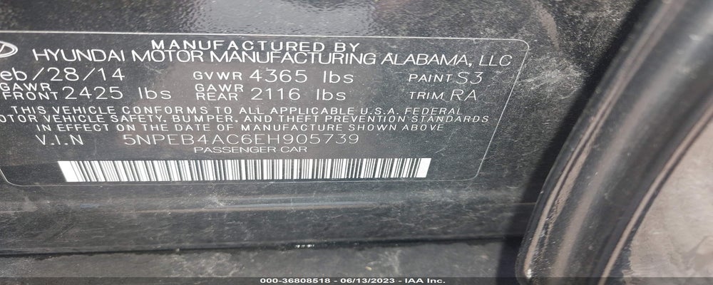 5NPEB4AC6EH905739 2014 HYUNDAI SONATA photo no. 9