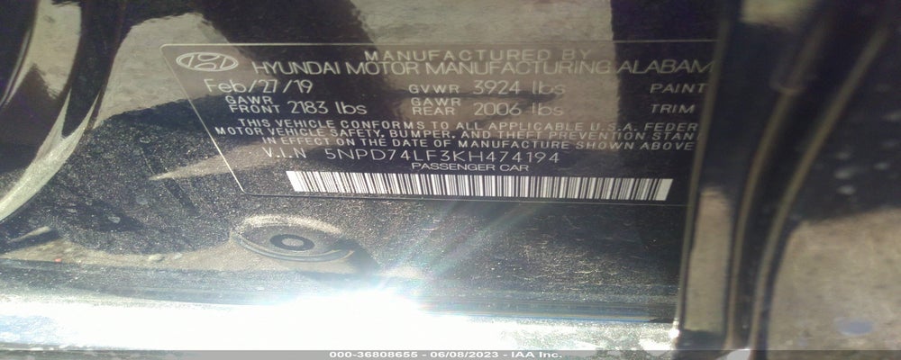 5NPD74LF3KH474194 2019 HYUNDAI ELANTRA photo no. 9