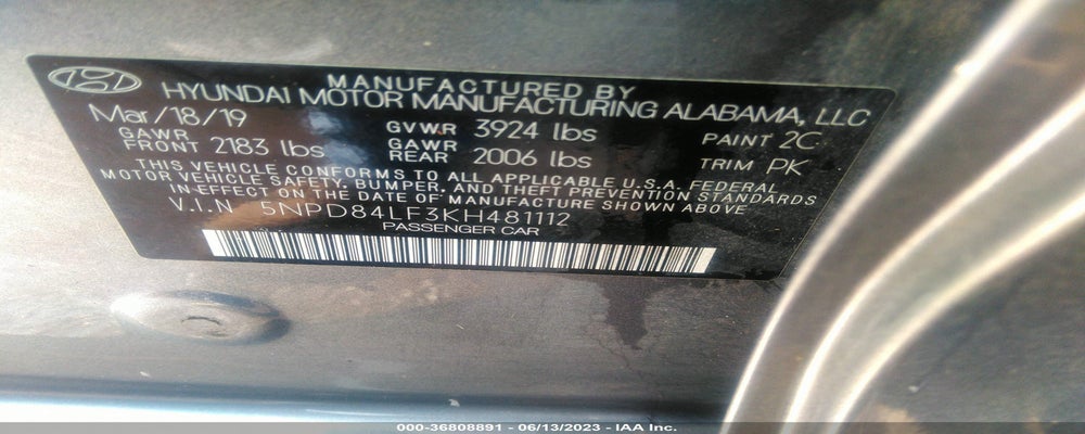 5NPD84LF3KH481112 2019 HYUNDAI ELANTRA photo no. 9