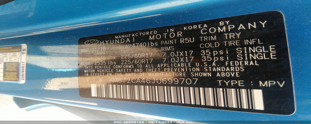 KM8J2CA46JU699707 2018 HYUNDAI TUCSON photo no. 9