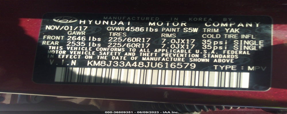 KM8J33A48JU616579 2018 HYUNDAI TUCSON photo no. 9