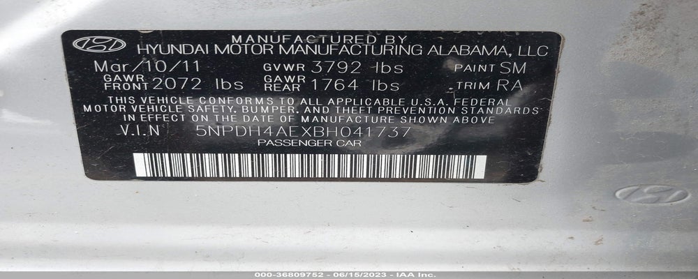 5NPDH4AEXBH041737 2011 HYUNDAI ELANTRA photo no. 9