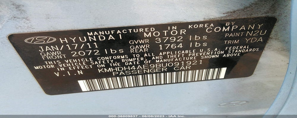 KMHDH4AE9BU091921 2011 HYUNDAI ELANTRA photo no. 9