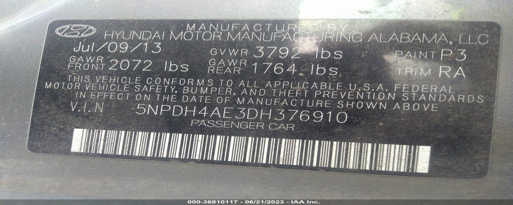 5NPDH4AE3DH376910 2013 HYUNDAI ELANTRA photo no. 9