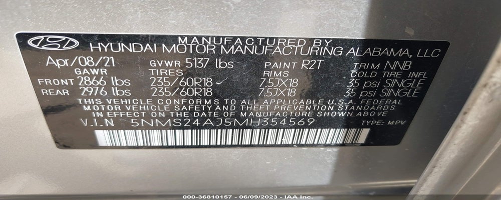 5NMS24AJ5MH354569 2021 HYUNDAI SANTA FE photo no. 9