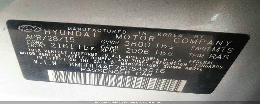 KMHDH4AE7GU543016 2016 HYUNDAI ELANTRA photo no. 9