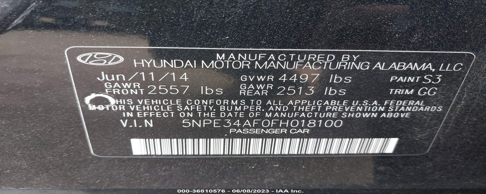 5NPE34AF0FH018100 2015 HYUNDAI SONATA photo no. 9