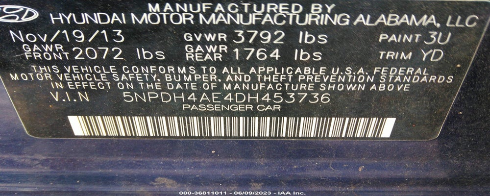5NPDH4AE4DH453736 2013 HYUNDAI ELANTRA photo no. 9