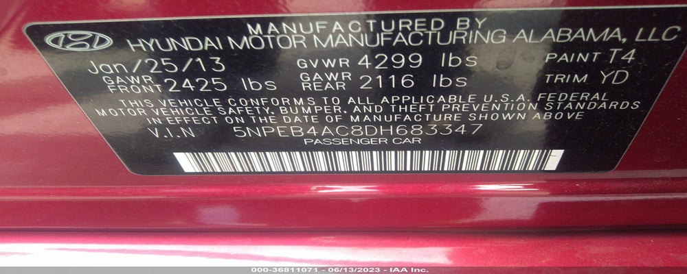 5NPEB4AC8DH683347 2013 HYUNDAI SONATA photo no. 9