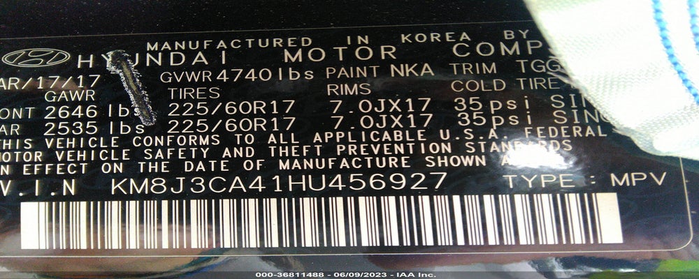 KM8J3CA41HU456927 2017 HYUNDAI TUCSON photo no. 9