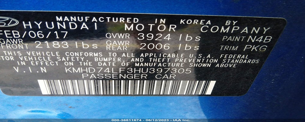 KMHD74LF3HU397305 2017 HYUNDAI ELANTRA photo no. 9