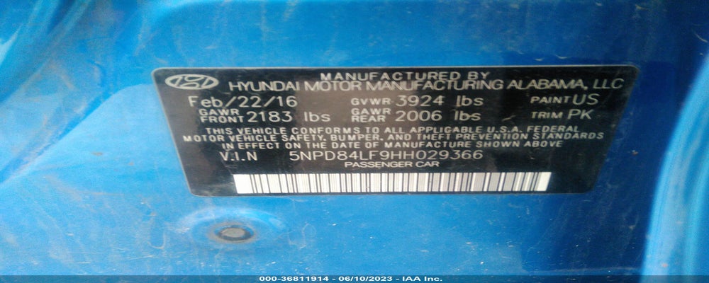 5NPD84LF9HH029366 2017 HYUNDAI ELANTRA photo no. 9