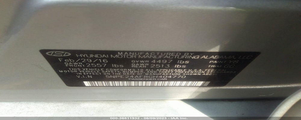 5NPE24AF8GH404770 2016 HYUNDAI SONATA photo no. 9