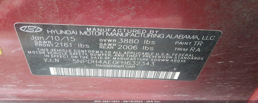 5NPDH4AE0FH632343 2015 HYUNDAI ELANTRA photo no. 9