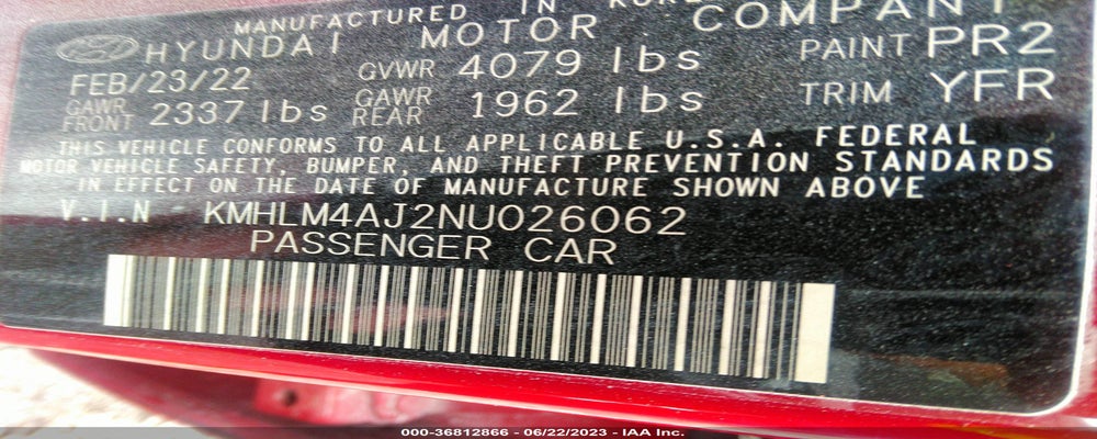 KMHLM4AJ2NU026062 2022 HYUNDAI ELANTRA HYBRID photo no. 9