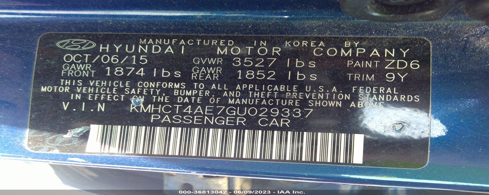 KMHCT4AE7GU029337 2016 HYUNDAI ACCENT photo no. 9