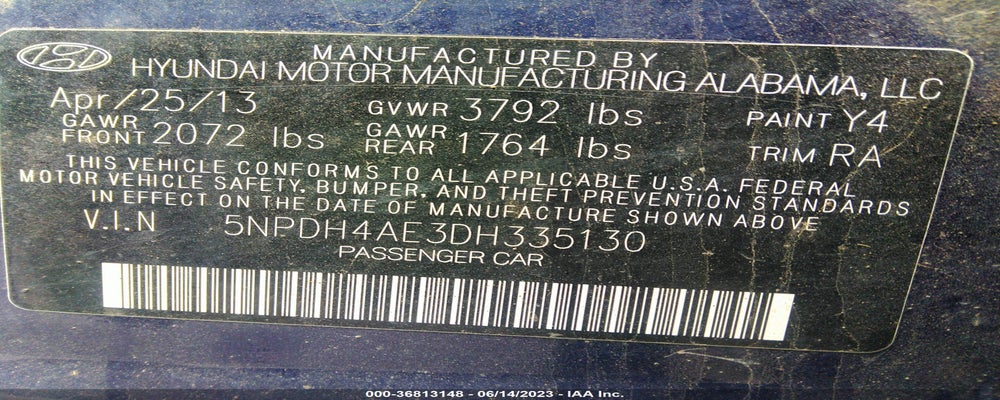 5NPDH4AE3DH335130 2013 HYUNDAI ELANTRA photo no. 9
