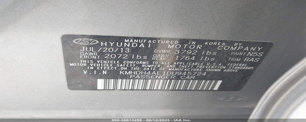 KMHDH4AE1DU945724 2013 HYUNDAI ELANTRA photo no. 9