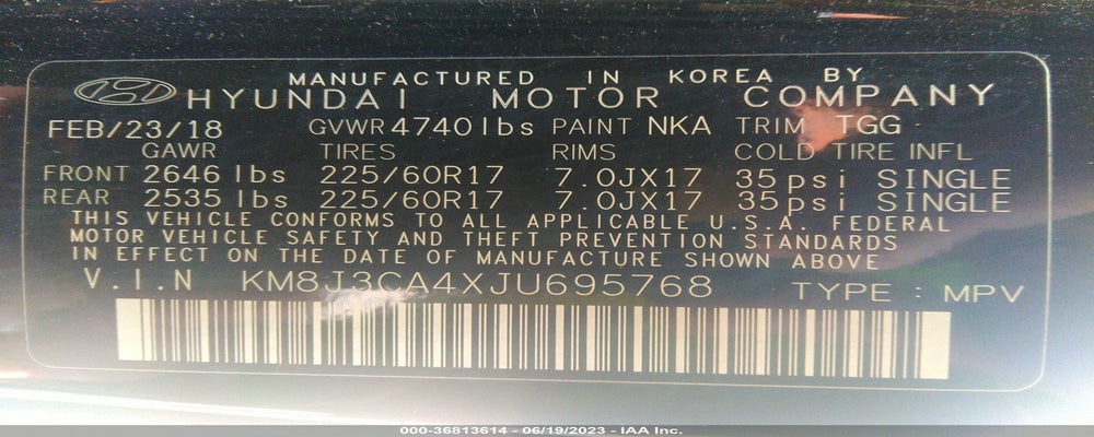 KM8J3CA4XJU695768 2018 HYUNDAI TUCSON photo no. 9