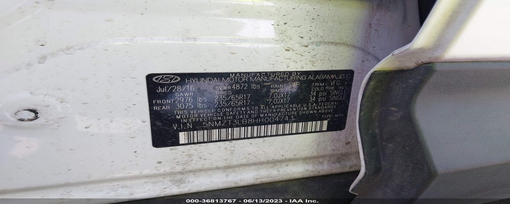 5NMZT3LB8HH004743 2017 HYUNDAI SANTA FE SPORT photo no. 9