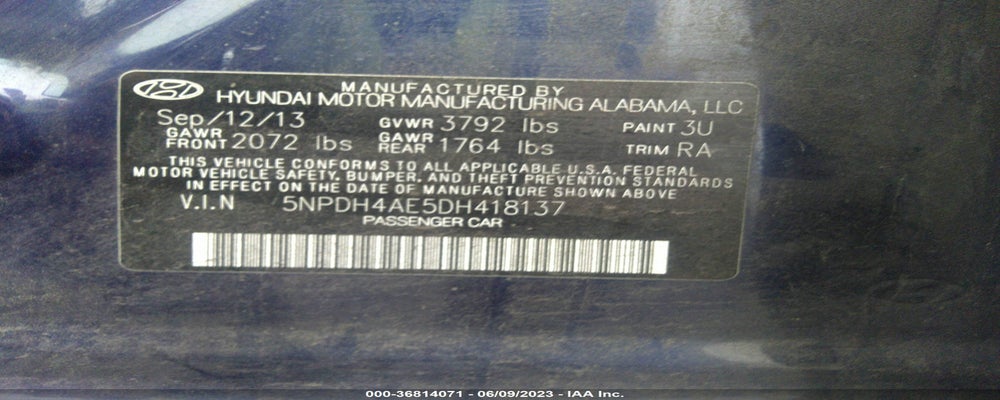 5NPDH4AE5DH418137 2013 HYUNDAI ELANTRA photo no. 9