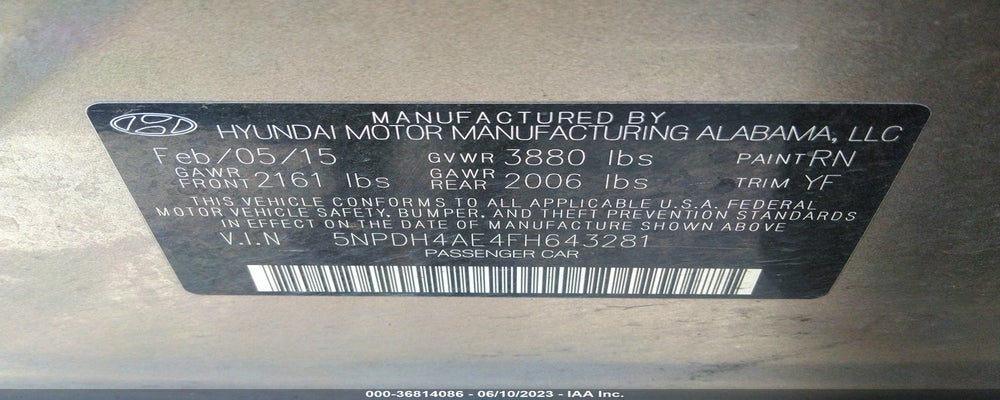5NPDH4AE4FH643281 2015 HYUNDAI ELANTRA photo no. 9