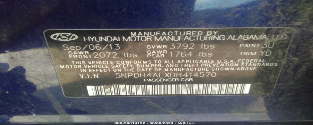 5NPDH4AEXDH414570 2013 HYUNDAI ELANTRA photo no. 9
