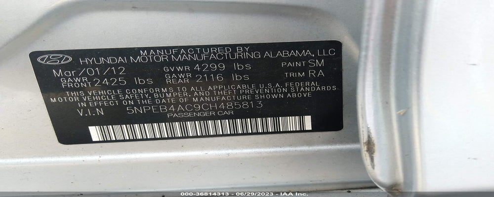 5NPEB4AC9CH485813 2012 HYUNDAI SONATA photo no. 9