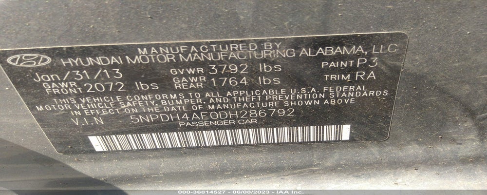 5NPDH4AE0DH286792 2013 HYUNDAI ELANTRA photo no. 9