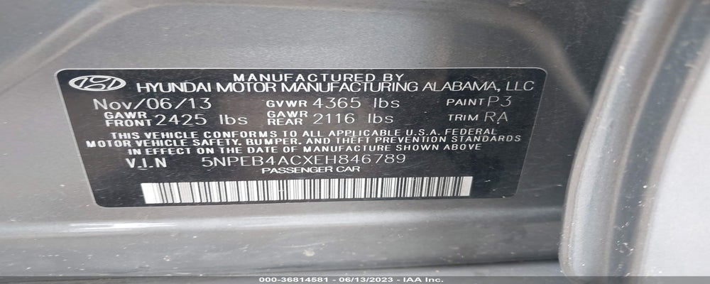 5NPEB4ACXEH846789 2014 HYUNDAI SONATA photo no. 9
