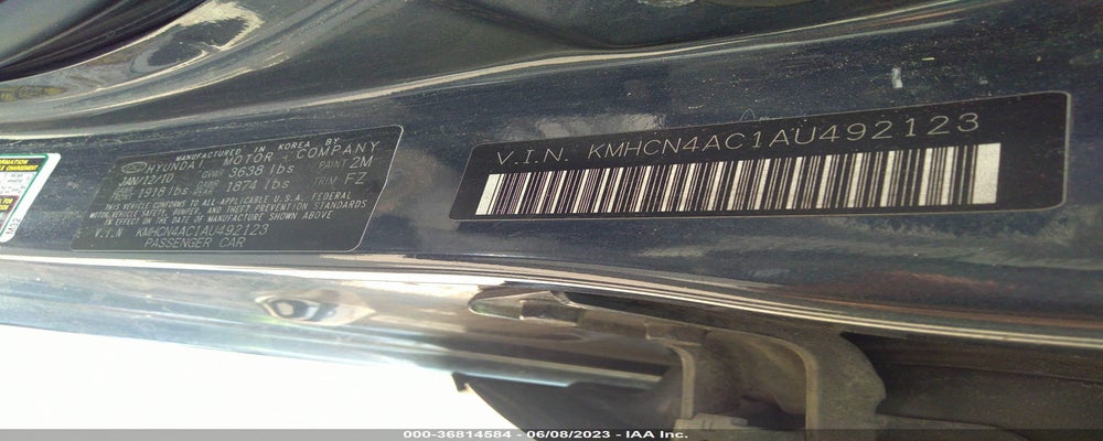 KMHCN4AC1AU492123 2010 HYUNDAI ACCENT photo no. 9
