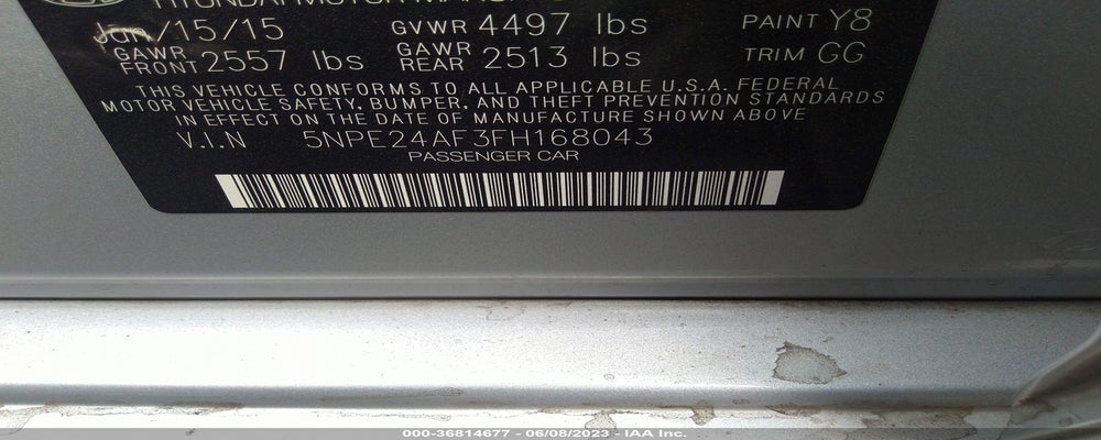 5NPE24AF3FH168043 2015 HYUNDAI SONATA photo no. 9