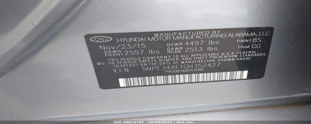 5NPE34AF1GH352427 2016 HYUNDAI SONATA photo no. 9