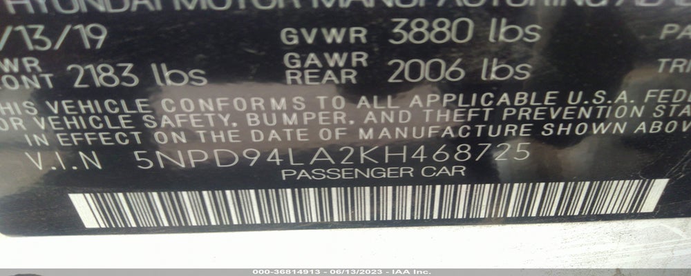 5NPD94LA2KH468725 2019 HYUNDAI ELANTRA photo no. 9