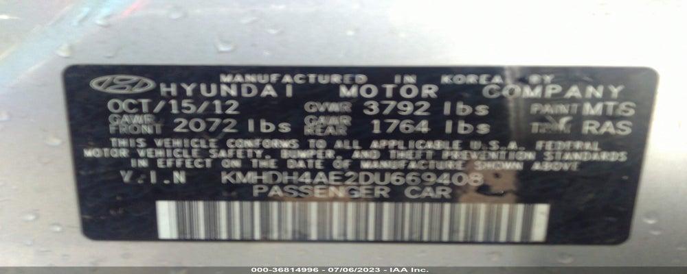 KMHDH4AE2DU669408 2013 HYUNDAI ELANTRA photo no. 9